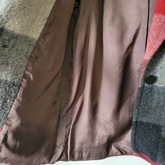 EXCELLENT USED FRENCH COUNTRY EXPRESS PLAID WOOL BLEND LAPEL JACKET COAT SIZE S - Picture 7 of 16